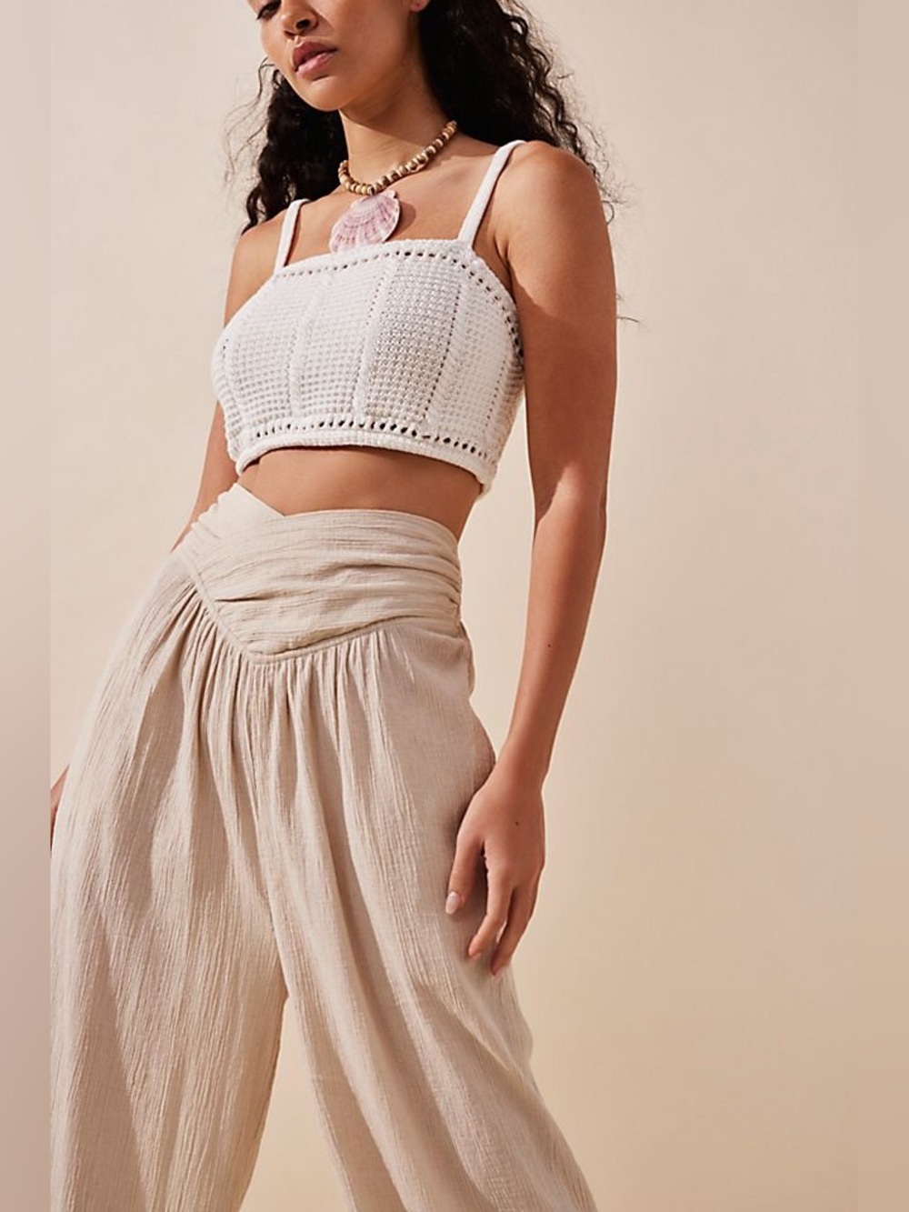 Free People Pack Me Up Trousers Linen Cotton Blend Wide Leg Boho Rare Bohemian - Picture 3 of 7